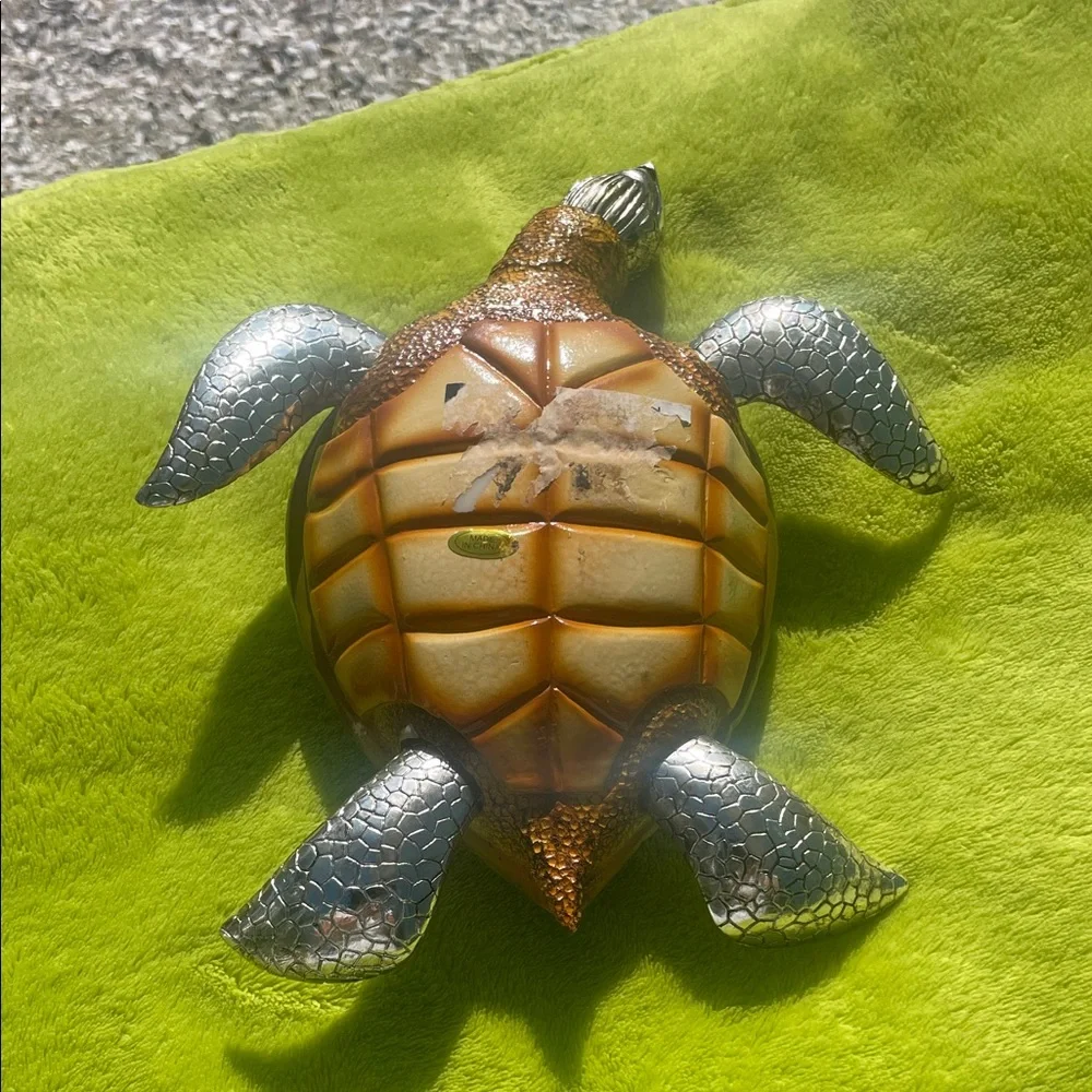 Silver and Green Turtle Figurine